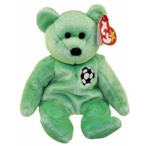 Ty Beanie Babies 1998 Kicks Green Plush Collectible With RARE ERRORS